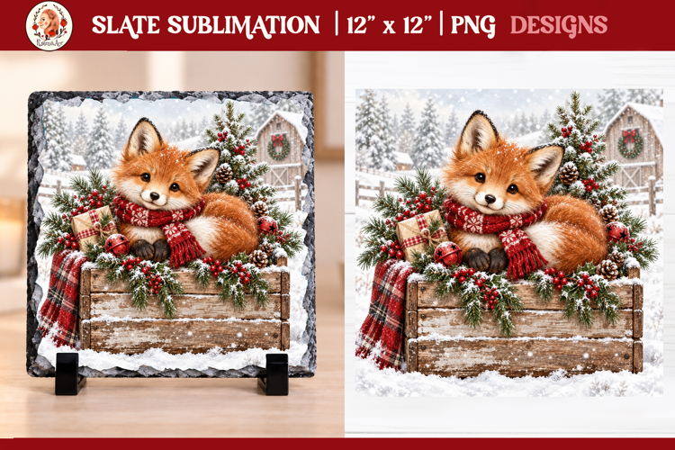 Rustic Vintage Christmas Farmhouse slate sublimation