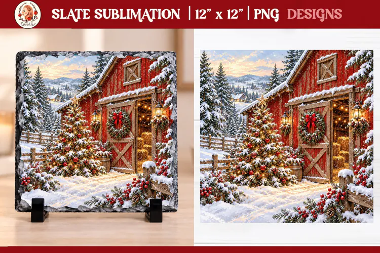 Christmas farm slate sublimation PNG