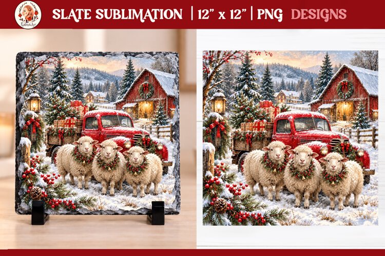 Christmas farm slate sublimation PNG example image 1