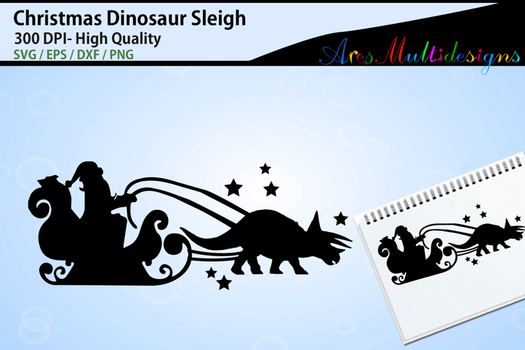 Cute Dinosaur sleigh Silhouette