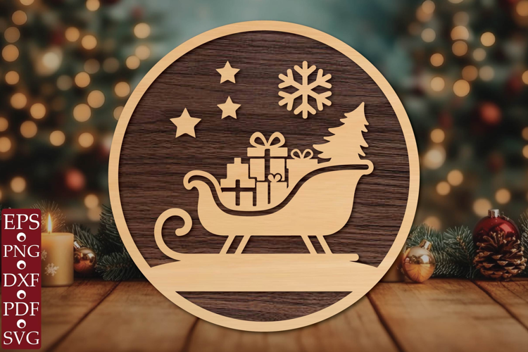 Christmas Sleigh Gifts SVG Laser Cut