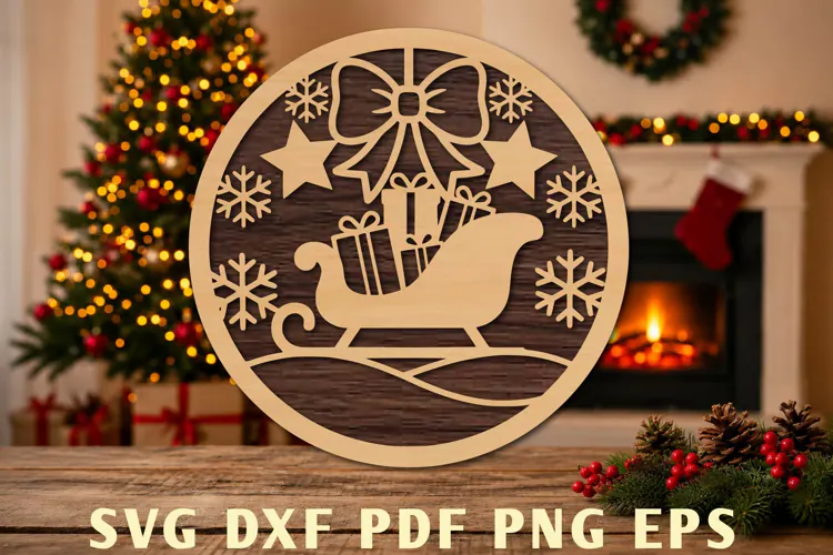 Christmas Sleigh Laser Cut SVG