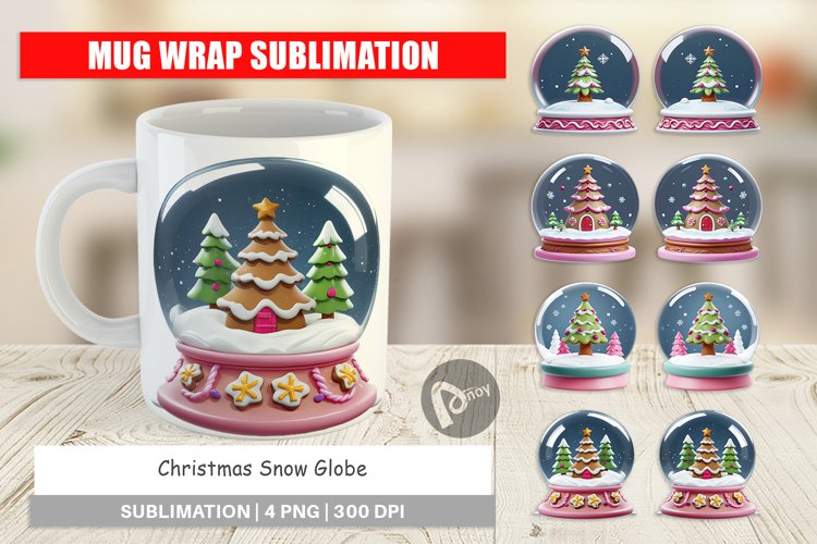 Mug Wrap Design Snow Globe