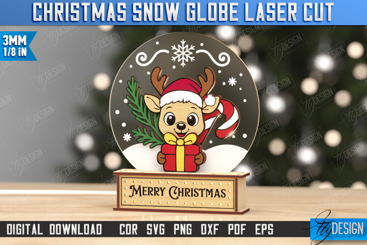 Snow Globe Laser Cut | Christmas Decorations | Reindeer |CNC