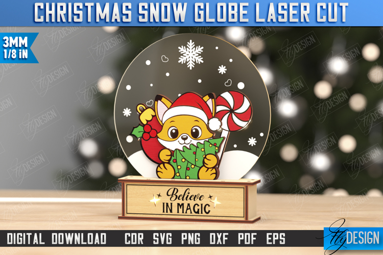 Snow Globe with Stand Laser Cut | Christmas Decorations |Fox