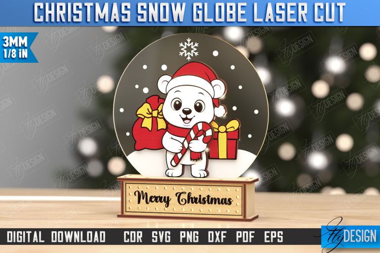 Snow Globe Laser Cut | Christmas Decorations | Polar Bear