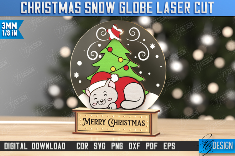 Snow Globe with Stand Laser Cut | Christmas Decorations |Cat
