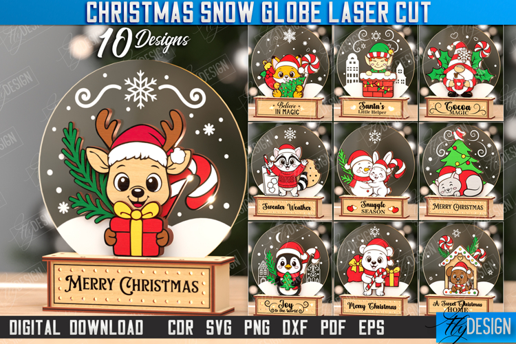 Snow Globe with Stand Laser Cut | Christmas Decorations |Elf
