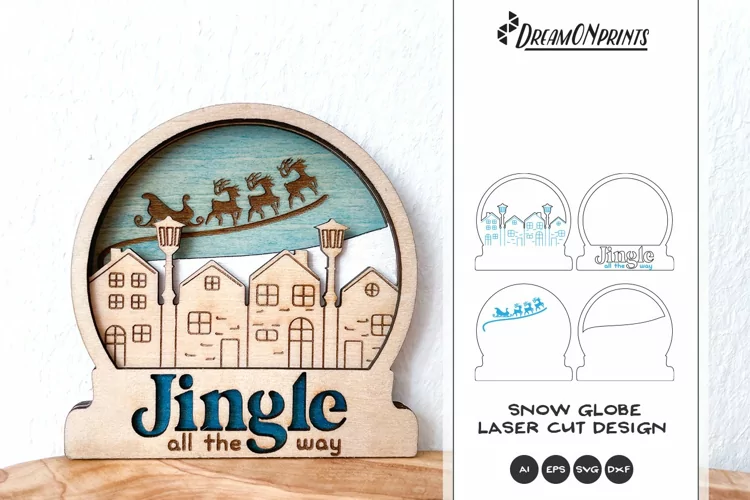 Christmas Snow Globe Laser Cut Design | Jingle All the Way
