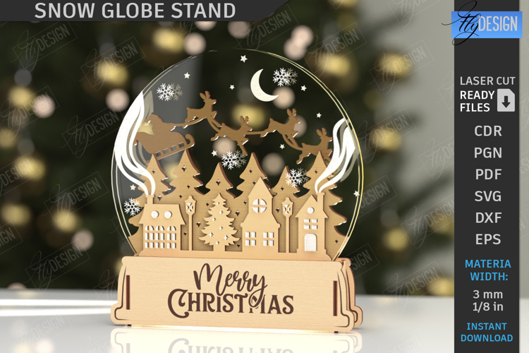 3D Christmas Snow Globe Stand Laser Cut |Christmas Scene SVG