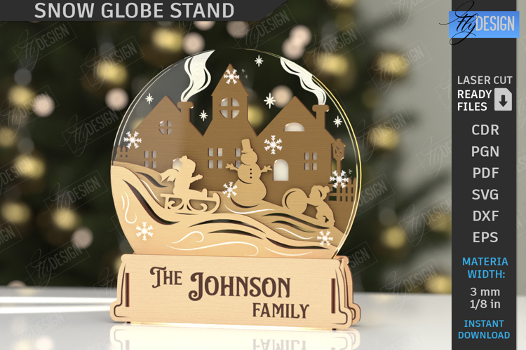 3D Christmas Snow Globe Stand Laser Cut |Winter SVG| Holiday