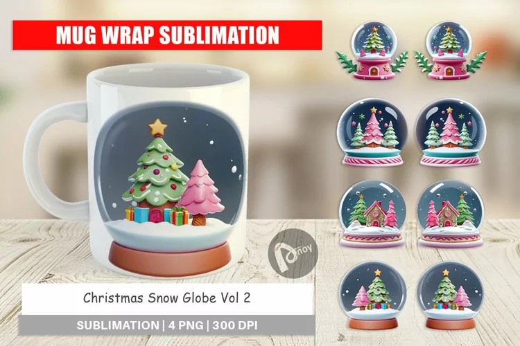 Mug Wrap Design Snow Globe