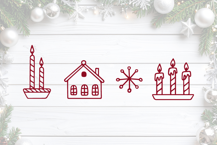 Christmas Snowflake Cottage Candles SVG