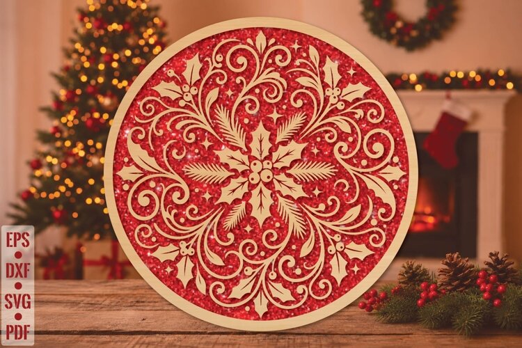 Christmas Snowflake Laser Cut SVG example image 1