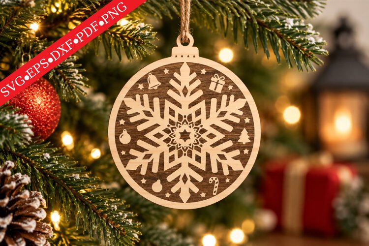 Christmas Snowflake Ornament SVG example image 1