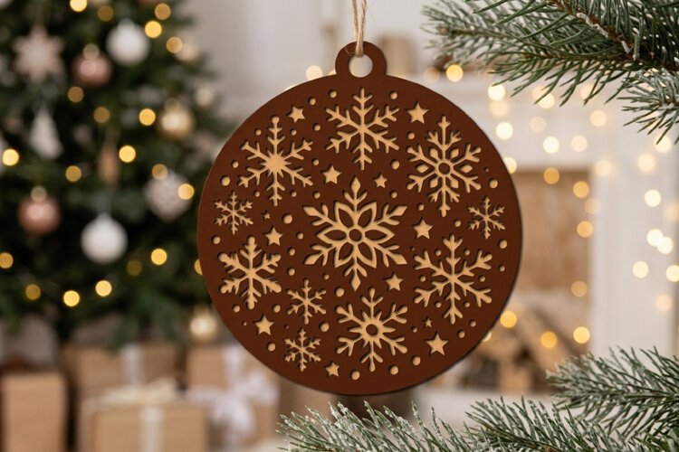 Christmas Snowflake Ornament SVG File, Laser Cut Glowforge example image 1