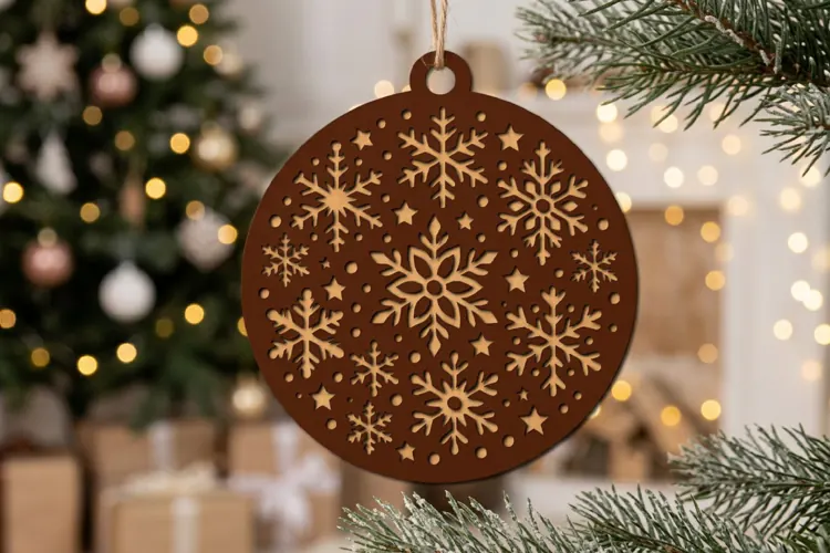 Christmas Snowflake Ornament SVG File, Laser Cut Glowforge