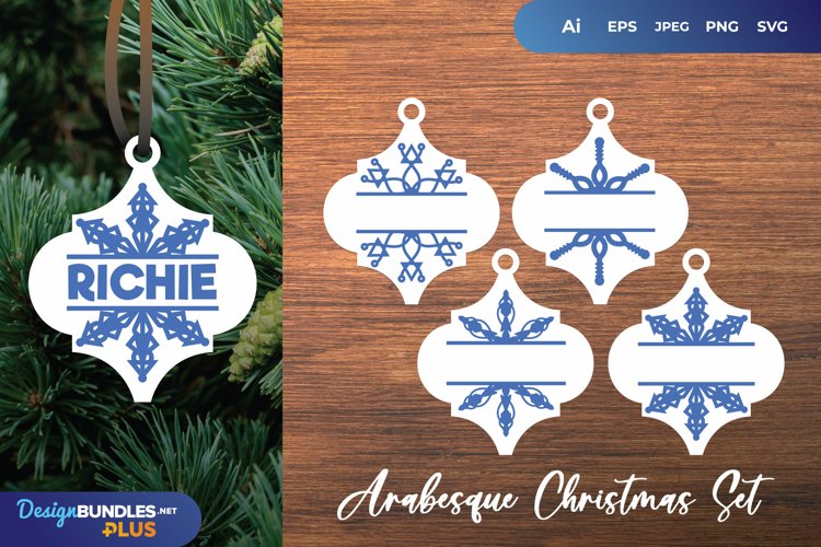 Monogram with Split Snowflakes Design
