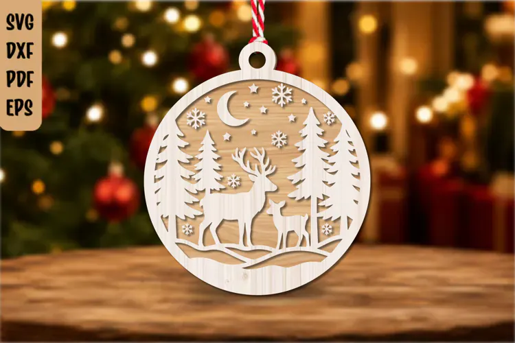 Christmas Snowflake Tree Ornament Laser Cut SVG