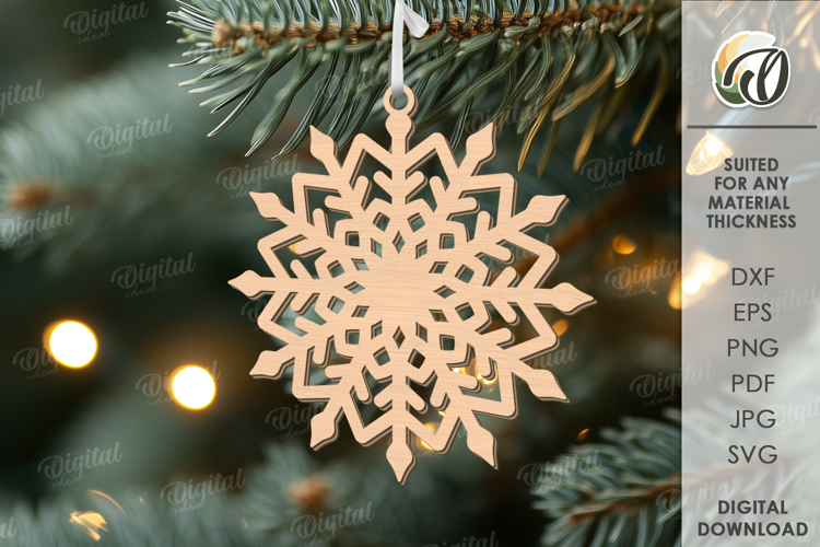 Christmas Snowflake Ornament Laser Cut. Christmas Decor SVG