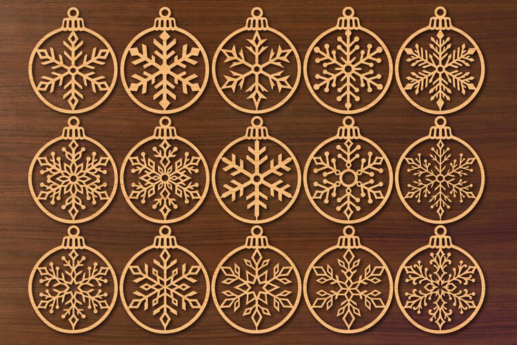 Christmas Snowflakes Ornament svg, Christmas Decor Laser Cut example image 1