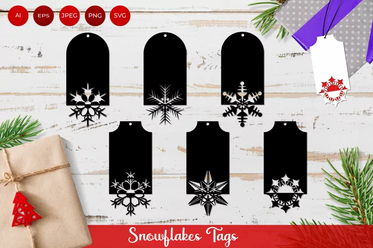 Christmas Snowflakes Gift Tags Set Papercut