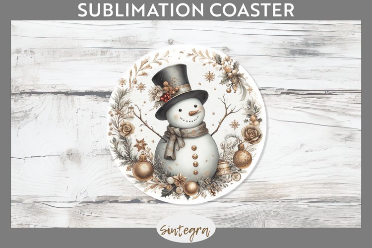 Christmas Snowman v1 Round Coaster Sublimation