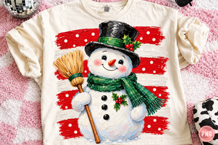 Christmas Snowman Brushstroke Clipart