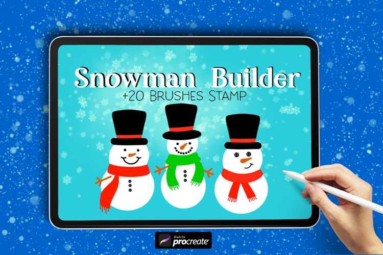 Christmas Snowman Builder | 20 Procreate Stamps