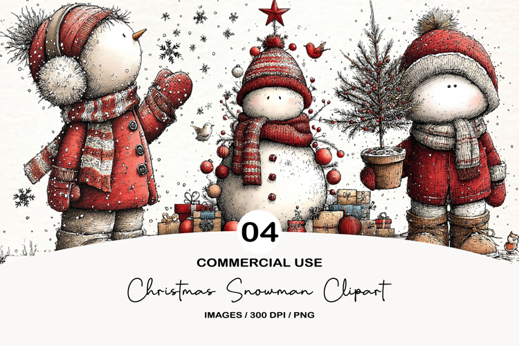 Christmas Snowman Clipart Image 16