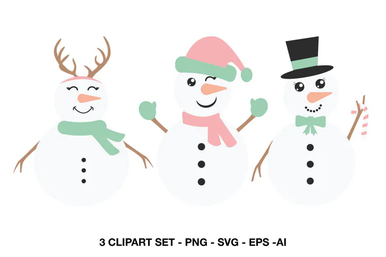 Christmas Snowman Clipart SVG Graphics