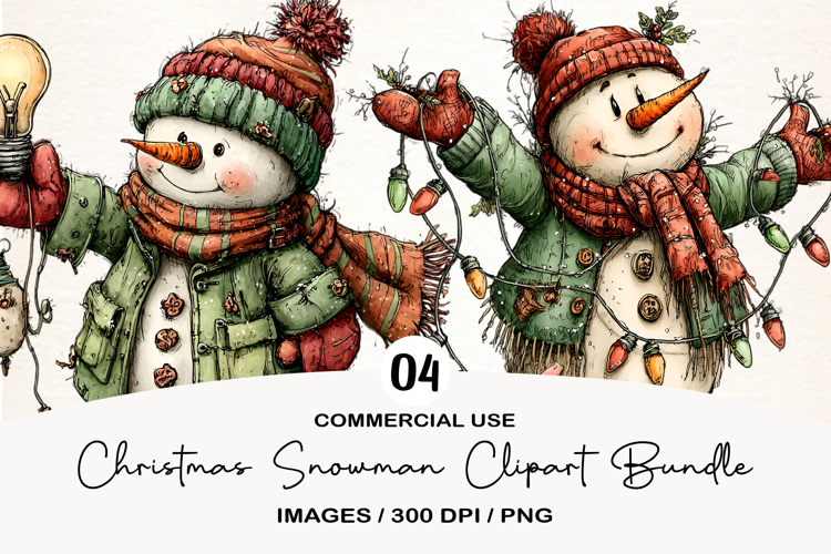 Christmas Snowman Clipart Sublimation
