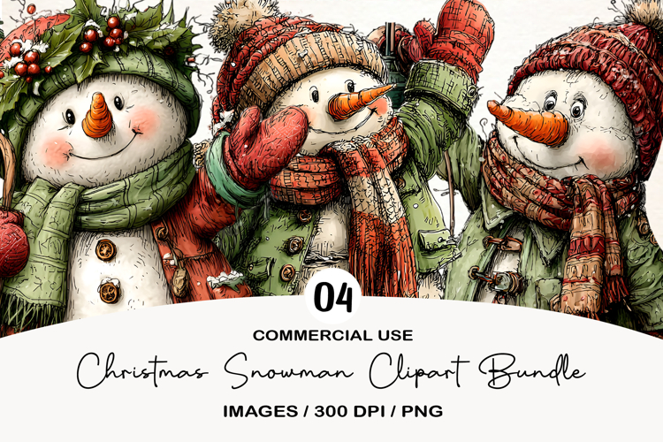 Christmas Snowman Clipart Sublimation