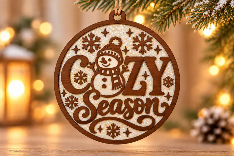 Christmas Snowman Door Hanger SVG  Laser Cut