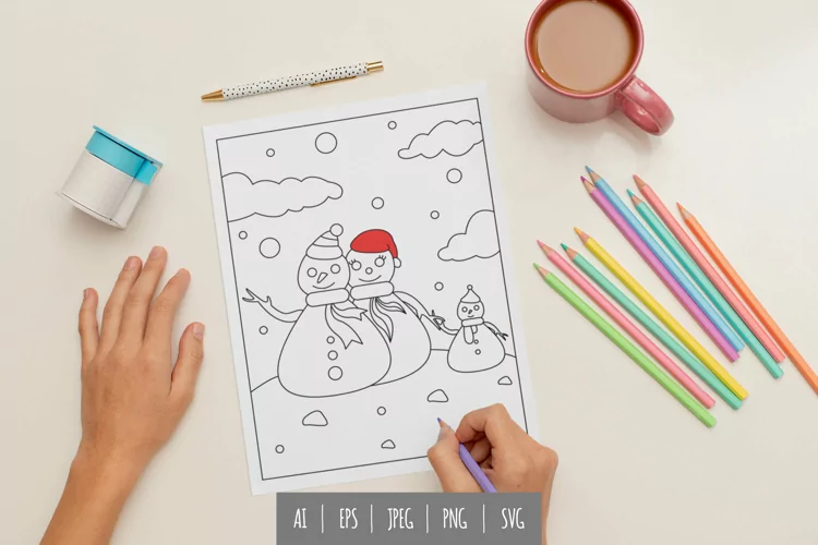 Snowman Family Coloring Page