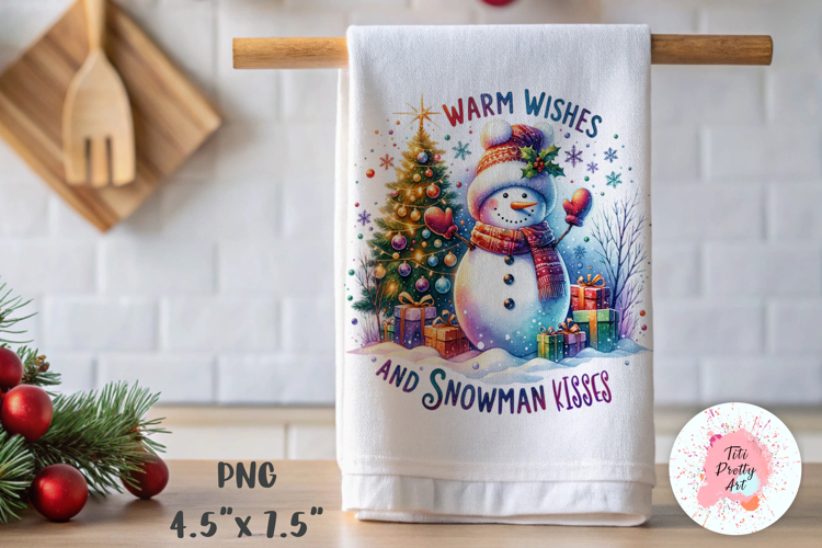 Christmas Snowman Kitchen Towel Sublimation Design PNG