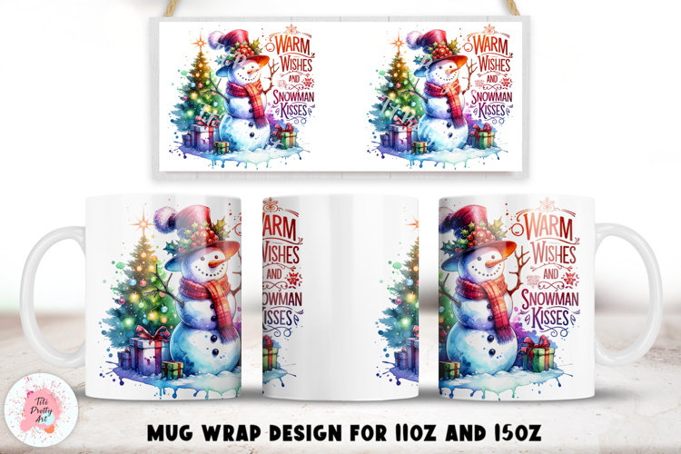 Christmas Snowman Mug Wrap Sublimation For 11oz and 15oz