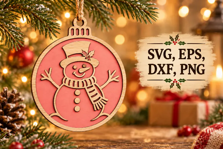 Christmas Snowman Ornament Laser Cut