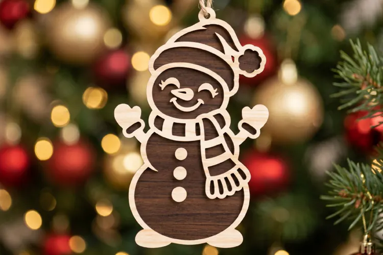 Christmas Snowman Ornament Laser Cut