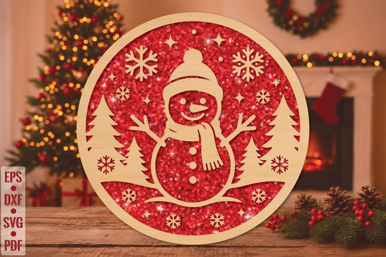 Christmas Snowman Ornament SVG