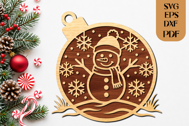 Christmas Snowman SVG Laser Cut