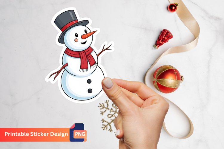 Christmas Snowman Sticker, Winter Snowman Decor
