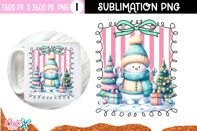 Snowman Christmas PNG | Winter Sublimation Design for Mugs
