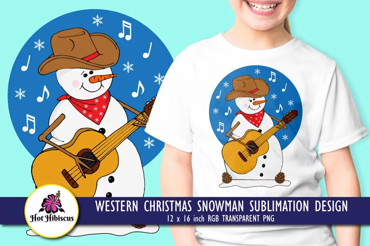 Snowman Sublimation Design | Western Snowman PNG