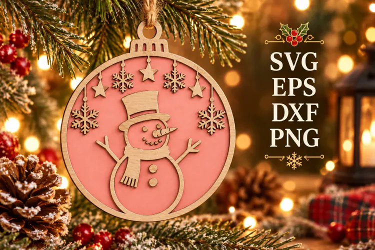 Christmas Snowman SVG Laser Cut