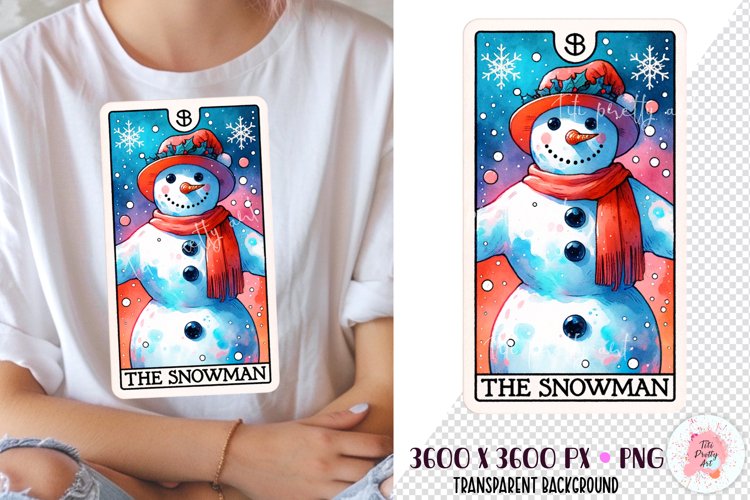 Christmas Snowman Tarot Card Sublimation T-shirt PNG