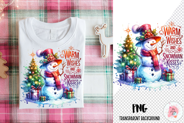 Christmas Snowman Transparent Background Sublimation PNG