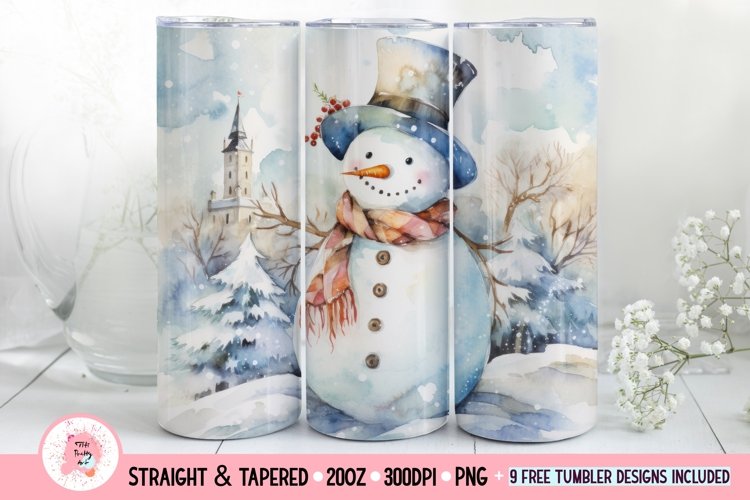 Christmas Snowman Tumbler Wrap, 20 oz tumbler wrap, Christmas Snowman Tumbler Wrap