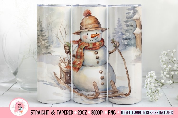 Christmas Snowman Tumbler Wrap | Christmas Tumbler Png