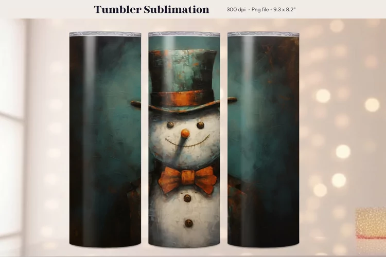 Christmas Snowman Tumbler Wrap | Vintage Winter Tumbler Wrap
